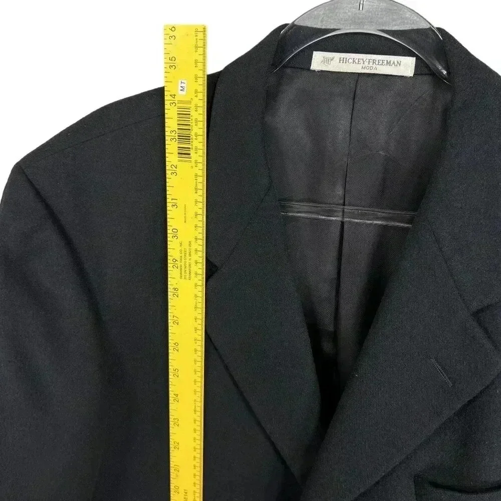 Hickey Freeman Mens 44 Long 100% Cashmere Black Sport Coat Wedding Old Money